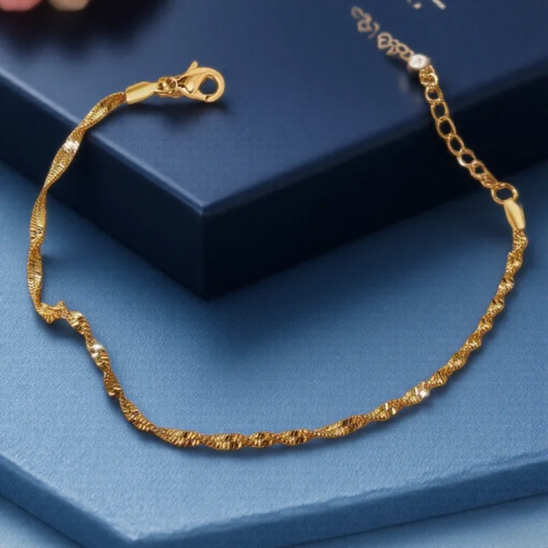 1Pc Fashion Creative Twist Bracelet Corrugated Chain Ladies Personality Bracelet Exquisite Chain Bracelet Daily Elegance Jewelry Decoration Birthday Gift