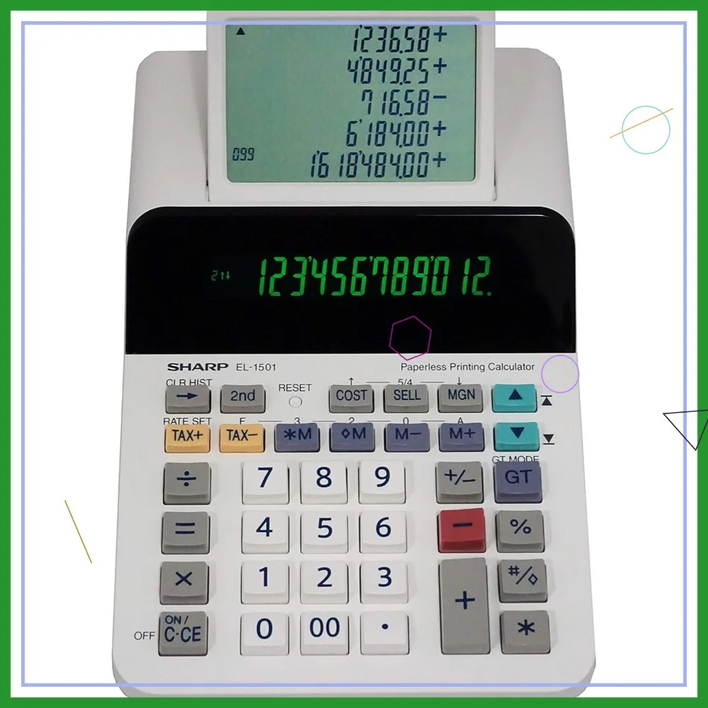 

Compact Cordless Paperless 12-Digit Display Desktop Printing Calculator with Profit Margin Keys