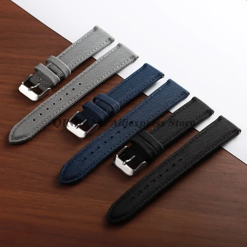 20/22 مللي متر قسط Sailcloth حزام (استيك) ساعة الوجهين حزام النايلون ل Seiko ل أوميغا الإفراج السريع الجيش النايلون سوار الرياضة معصمه