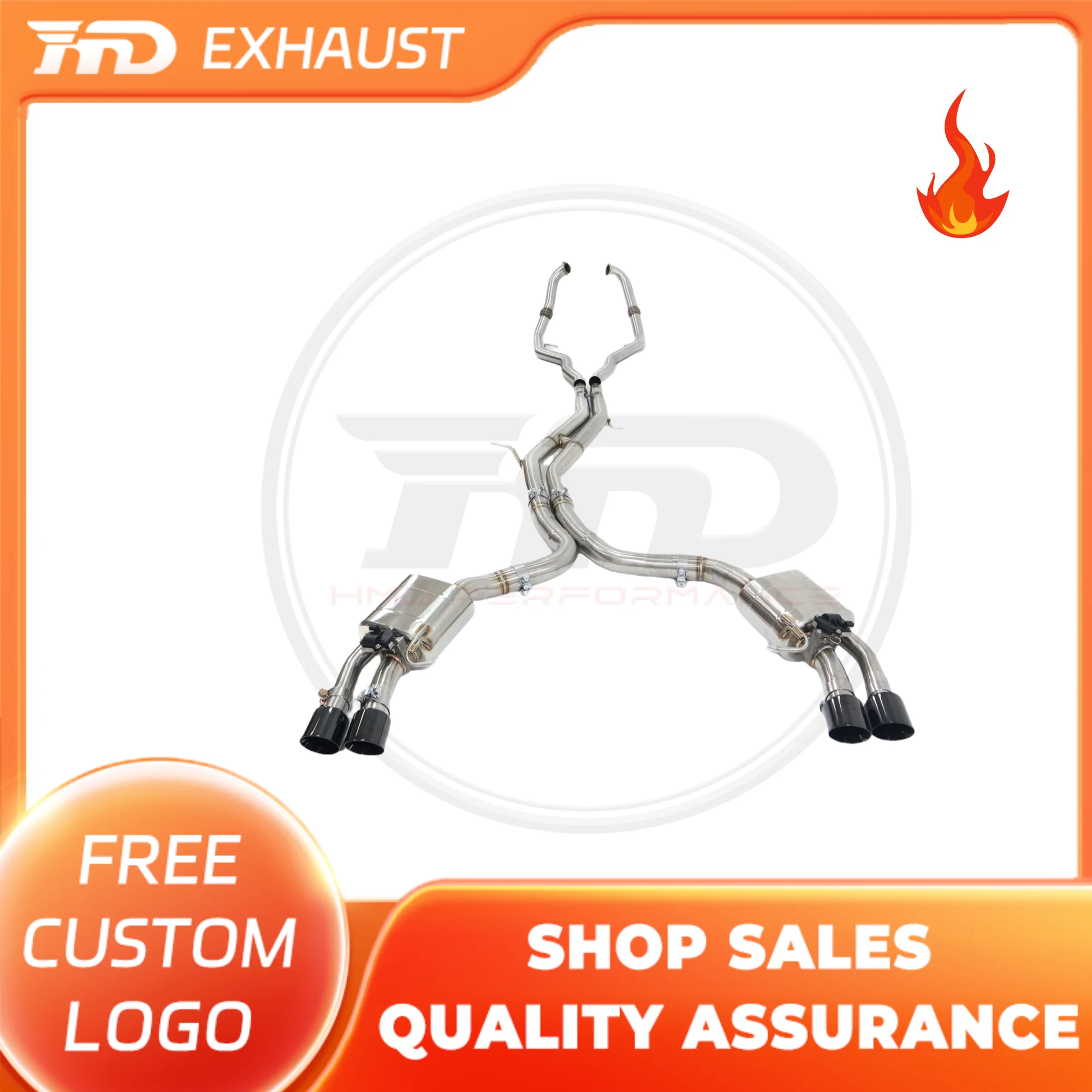 

HMD Hot sale Stainless Steel Exhaust System Performance full exhuast Catback for Audi S5 B9 with Valve and Black Tips