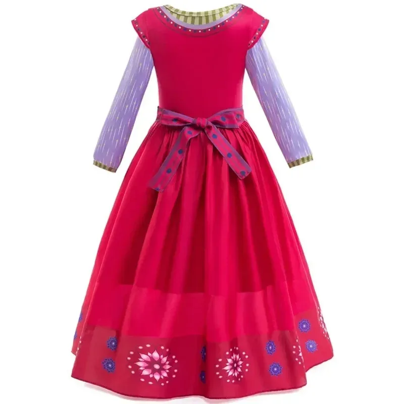 Deseo de película: disfraz de cosplay de princesa Dahlia, lindo conjunto de vestido de dibujos animados de color rojo vino para niños, disfraz de fiesta de Carnaval de Halloween