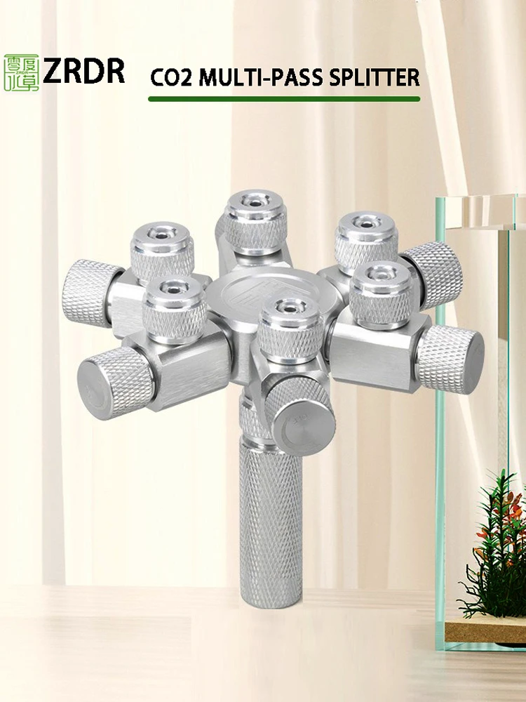 Aquarium CO2-Verteiler, CO2-Regler, Mehrweg-Regulierventil aus Aluminiumlegierung, CO2-Mehrfachverteiler 2-6 Wege für Aquarienbedarf