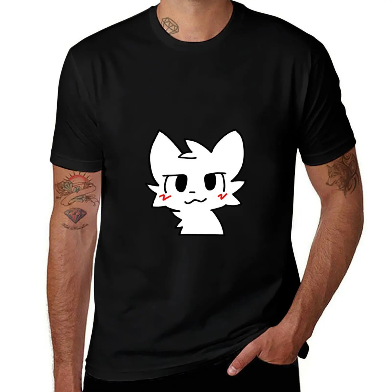 Blushing cat T-Shirt Everyday Wear Basic Short Sleeve Top T-Shirt