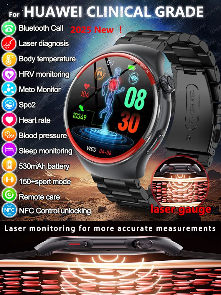 2025 nouveau soins infirmiers santé laser guérir la pression artérielle montre intelligente hommes fréquence cardiaque pouls sommeil Bluetooth appel corps moniteur Smartwatch