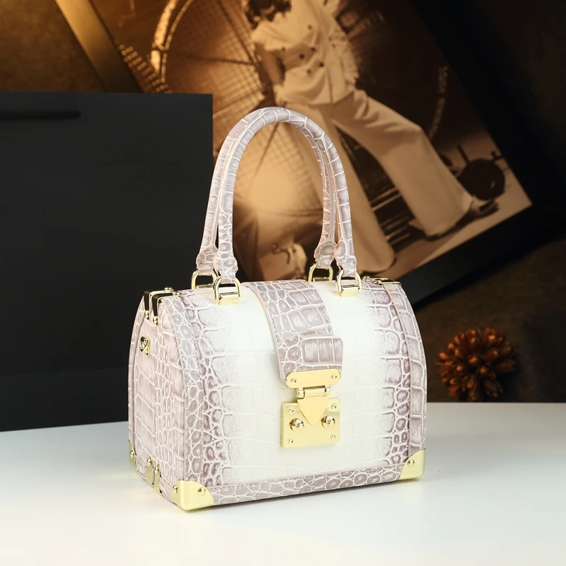 

Luxury Fashion Crocodile Pattern Leather Women Bag 2025 New Portable Handbags Shoulder Messenger Bag Small Square Box Bags