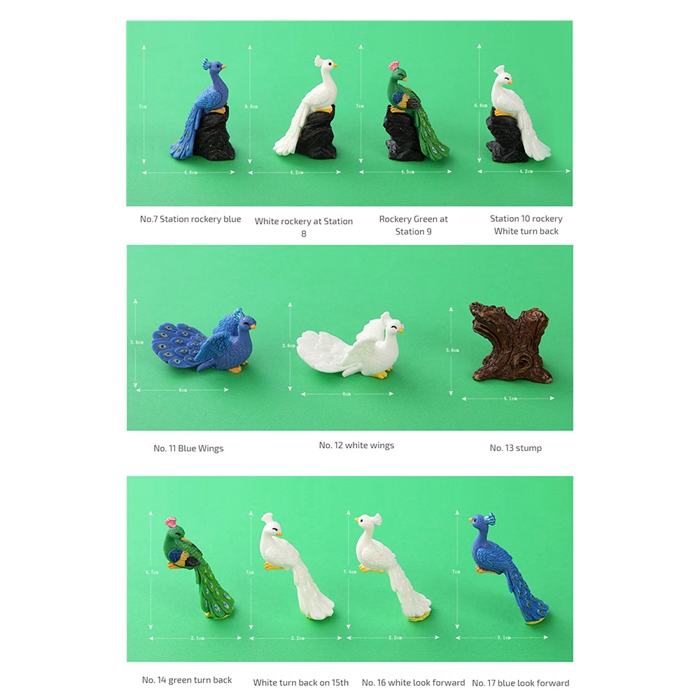 Peacock Ornament Resistant Decorative Items Resin Home Decoration Peacock Miniature Statue Realistic Small White Peacock Statue