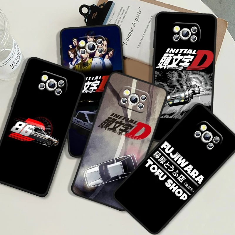 F-ujiwara Tofu Shop Initial-D For POCO X6 M6 C55 C50 C40 C3 F5 F4 F3 M6 M5 M4 4G 5G GT Pro Silicone Black Phone Case