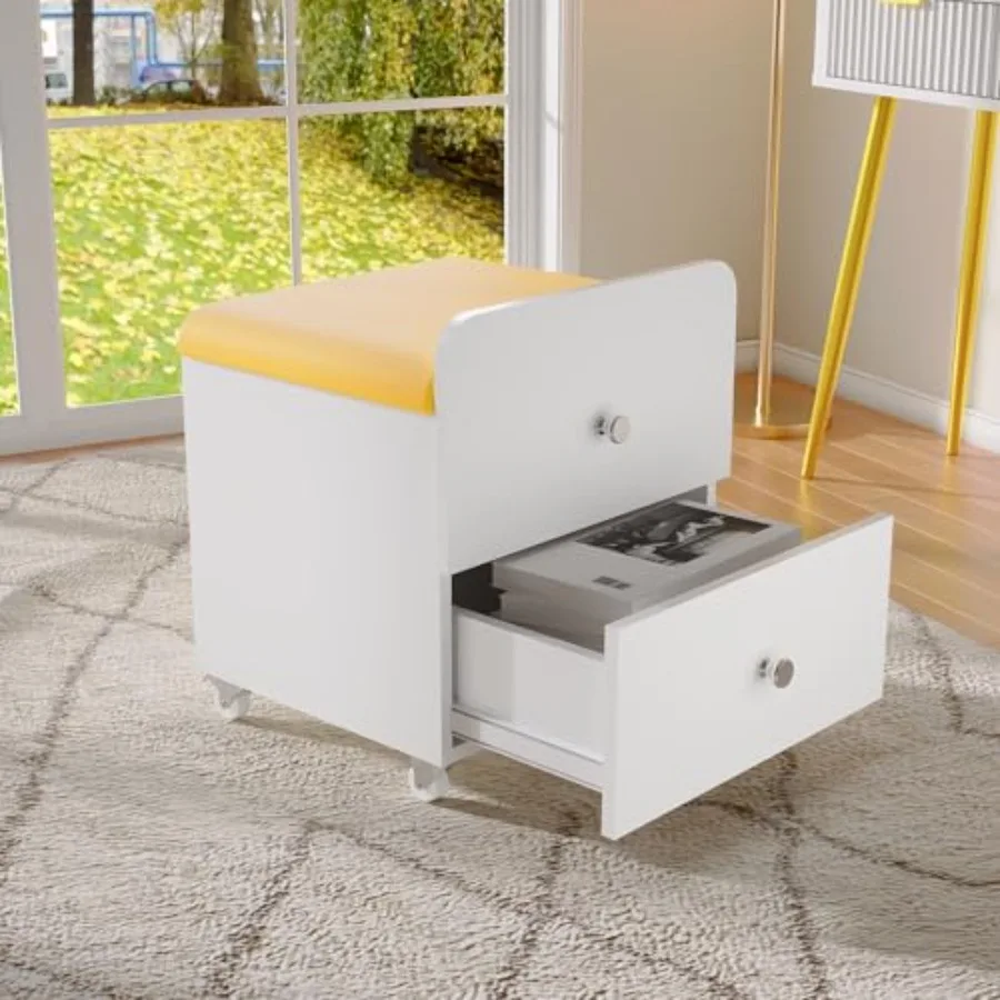 

Rectangular Storage Ottoman, Modern Feet Stool with Storage, Vanity Stool for Home Decor, Upholstered Footrest for Living Room