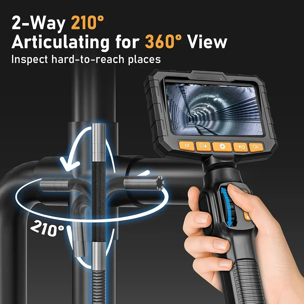 3.9mm 6mm Lens Articulating Borescope With 4.3/5inch for Mechanic Automotive HVAC Wall Inspection 2.0MP HD Endoscope LED Lights image 5