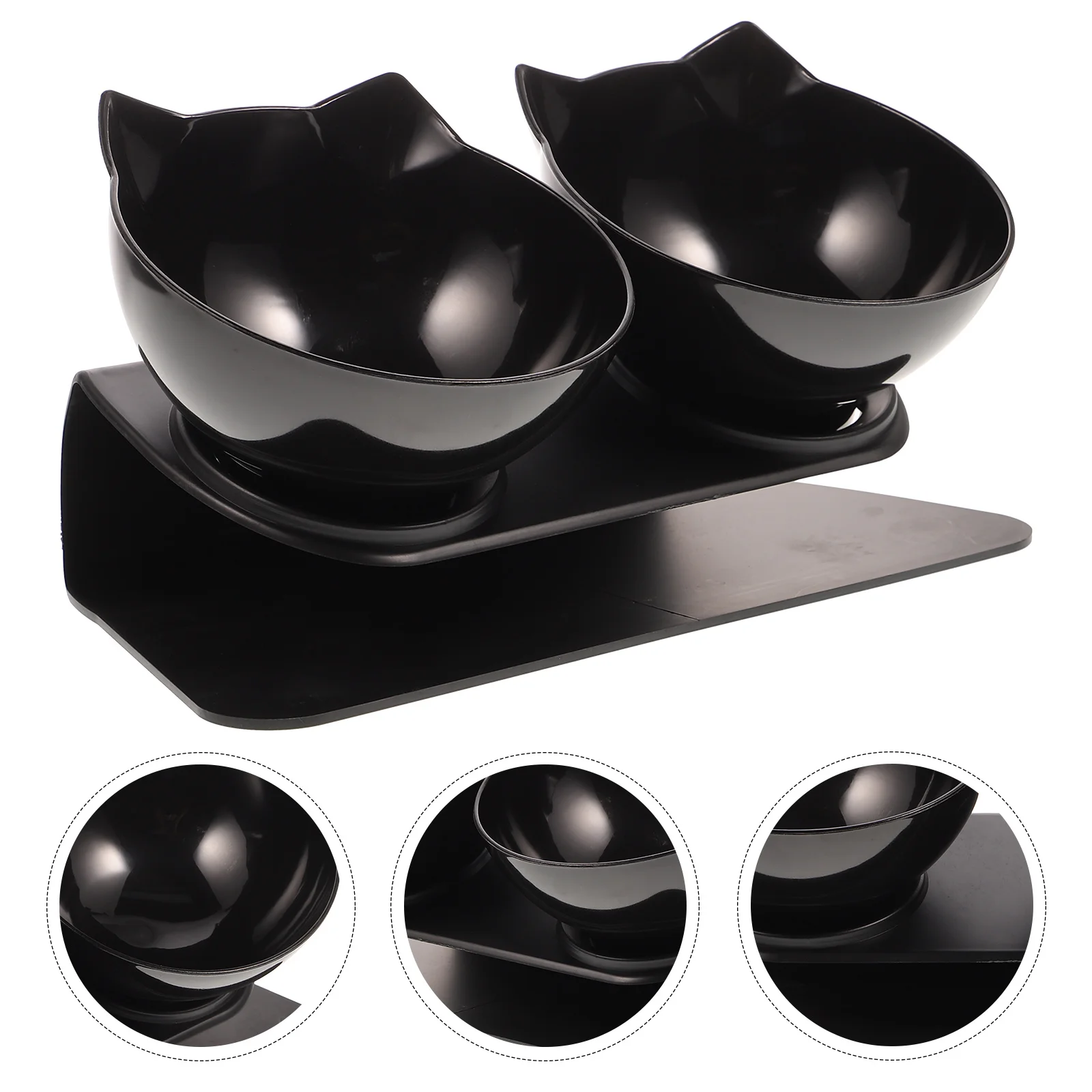 

Pet Double Feeder Detachable Raised Neck Protection Feeding Bowl Non Slip Base Cat Dog Bowl Plastic Double Dog Food Bowls