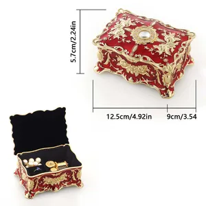 Hộp âm nhạc kim loại Sinzyo-entique, Trang sức cũ, Liên đoàn hình chữ nhật nghiêm trọng, một lần vào tháng 12 màu đỏ, sinh nhật và quà tặng ngày lễ tình nhân 10 Bán hàng chính Anastasia Hộp nhạc - №7