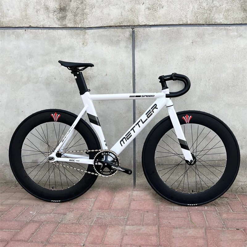 Mtler Track Bike con cerchio da 70mm ruota a tre razze forcella con telaio in lega di alluminio Single Speed 700C bicicletta Fixie da corsa a scatto fisso