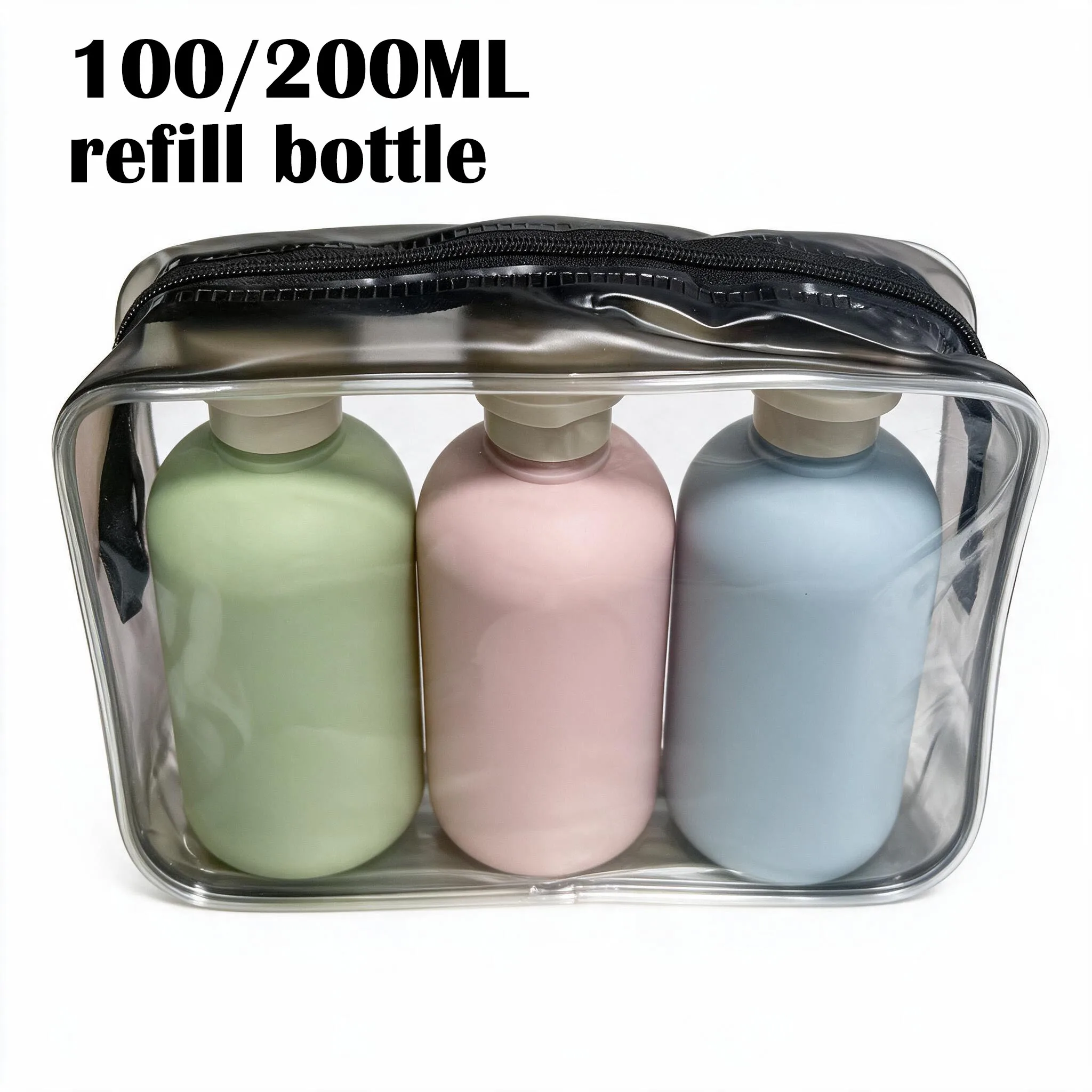 3pcs/Set 100ml 200ml Plastic Travel Shampoo Bottles Clear Blue Shampoo Lotion Shower Gel Foam Pump Bottles