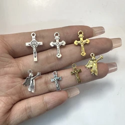 30pcs Tibetan Silver Cross Series Angel Pendant DIY Beaded Bracelets Earrings Jewelry Mini Connector Accessories Wholesale