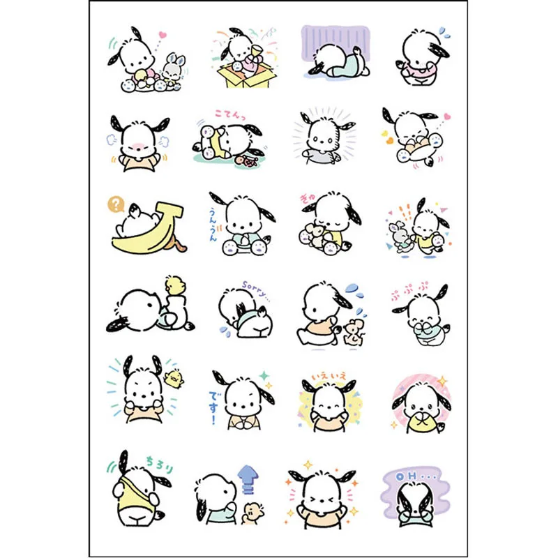 Sanrio Pochacco Stickers Anime Cartoon Cute Stickers Laptop Water Cup Hand Account Waterproof Decorative Transparent Stickers