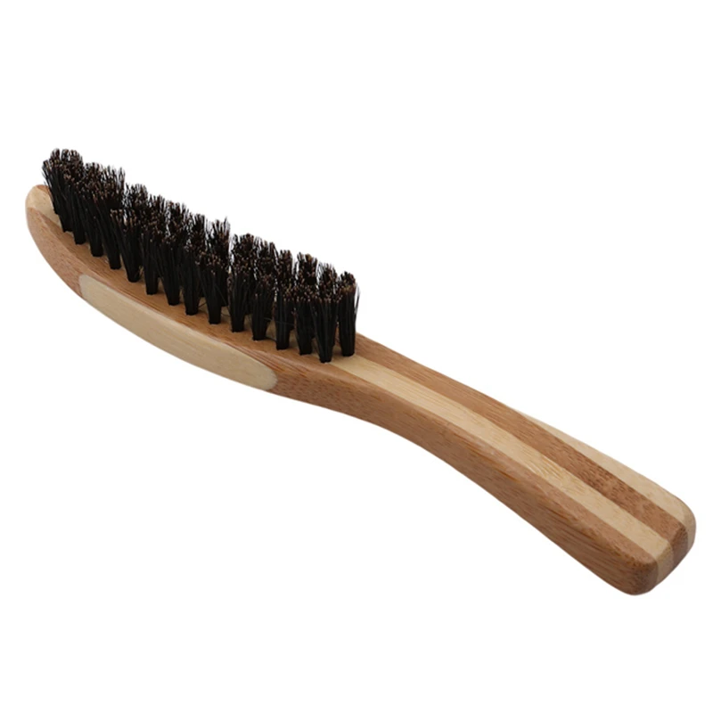 17*2cm Men Boar Hair Bristle Beard Brush Shaving Comb Face Massage Handmade Yellow Mustache Brush Care