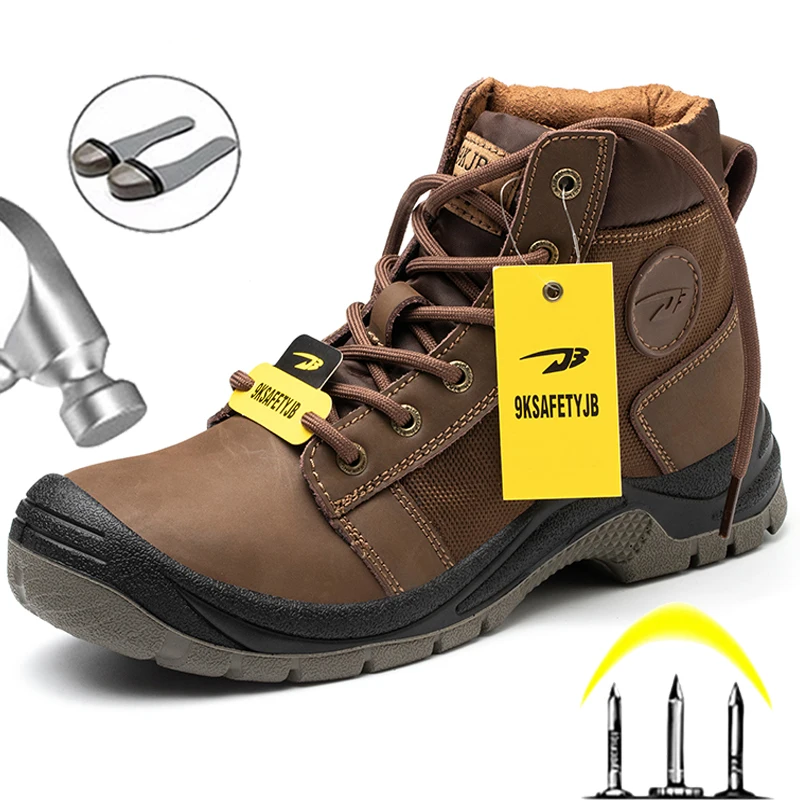 Brand Work Safety Boots Steel Toe Cap Work Shoes Indestructible Men Boots Anti-smash Work Boots Industrial Shoes High Quality