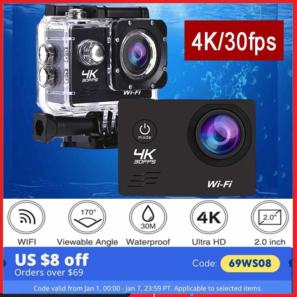 Action Camera Q1 Ultra HD 4K30FPS 16.0MP Wi-Fi 2.0\