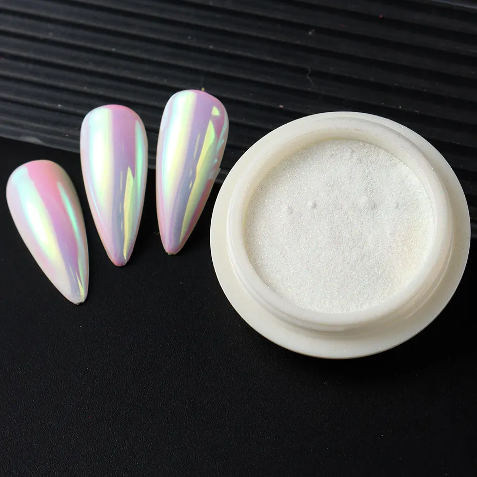 Neon Chrome Glitter Nail Art Dust with Brush Aurora Mermaid Mirror Nail Powder Pearlescent Holographic Effect Nail Supplies image 6