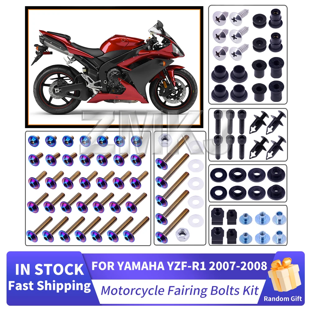 For Yamaha YZF R1 YZF-R1 2007-2008 Motorcycle Stainless Complete Bodywork Fairing Bolt Kit Screws Clip Motorcycle Accessories
