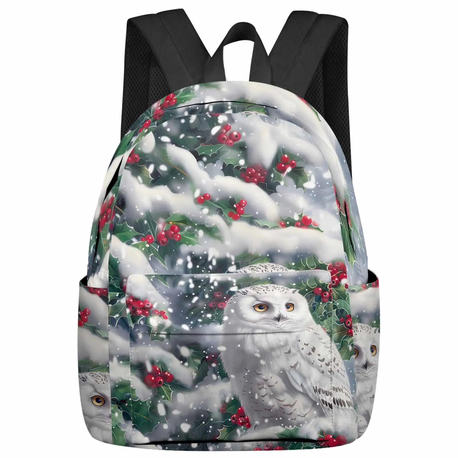 

Snowy Owl Christmas Backpacks Custom Student School Bags Laptop Backpack Men Women Female Travel Mochila