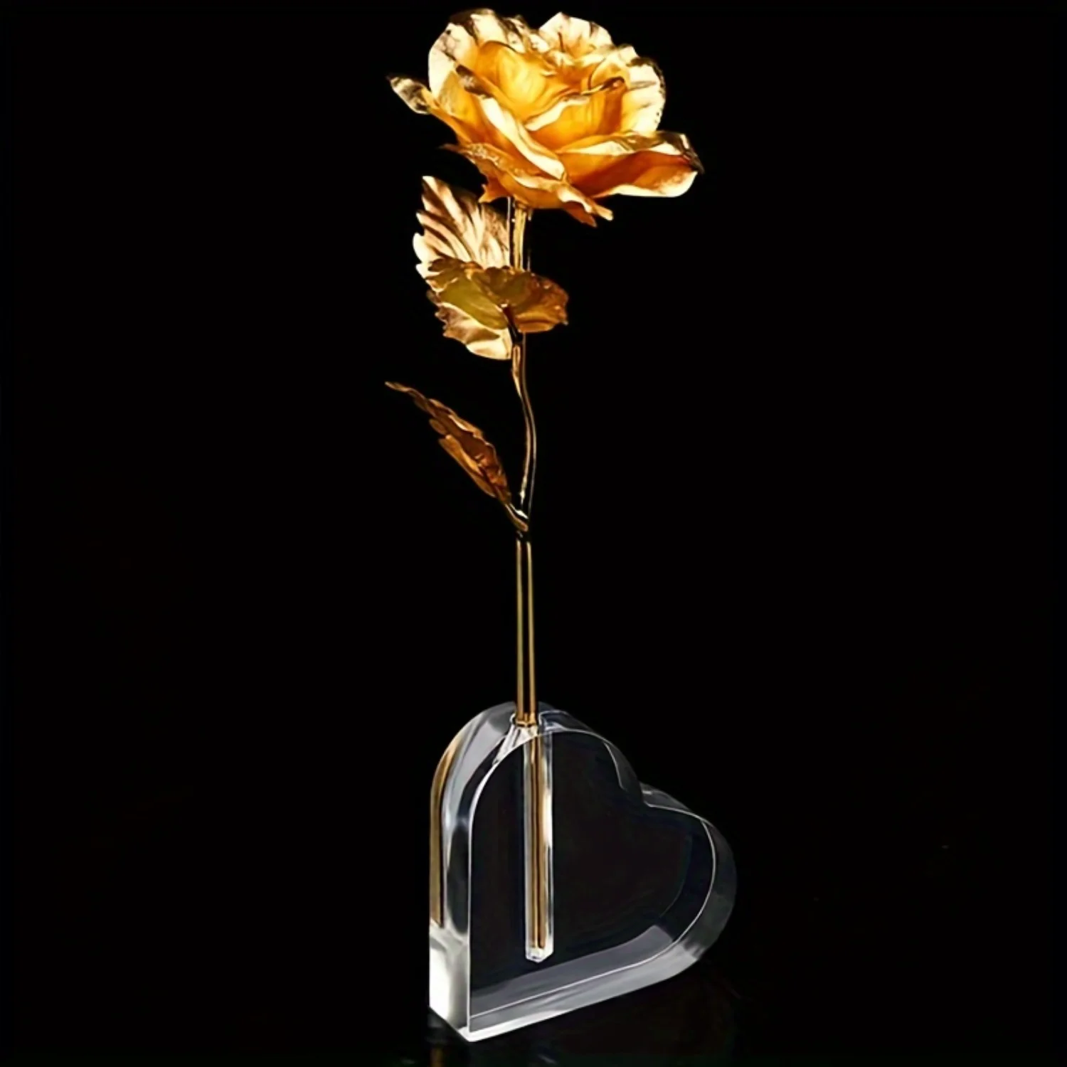 Heart-Shaped Acrylic Rose Stand - Clear Vase for Flower Display, Floral Holder, Decor - Durable, Shatter-Resistant