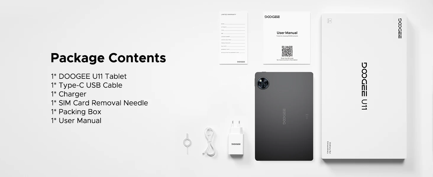 Tablet DOOGEE U11 Android 16, ultra screen 11 inch 90Hz, 4 GB RAM, ROM, battery 8580 mAh, dual top speaker, Supports Widevine L1