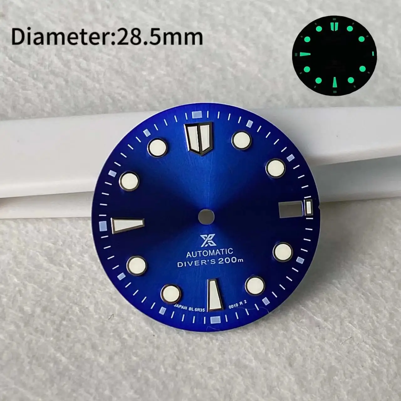 28.5mm Blue Green Glow Green Red Silver Hot Selling s logo Dial NH35 NH36 Movement 28.5mm With S Logo Dial Accessories