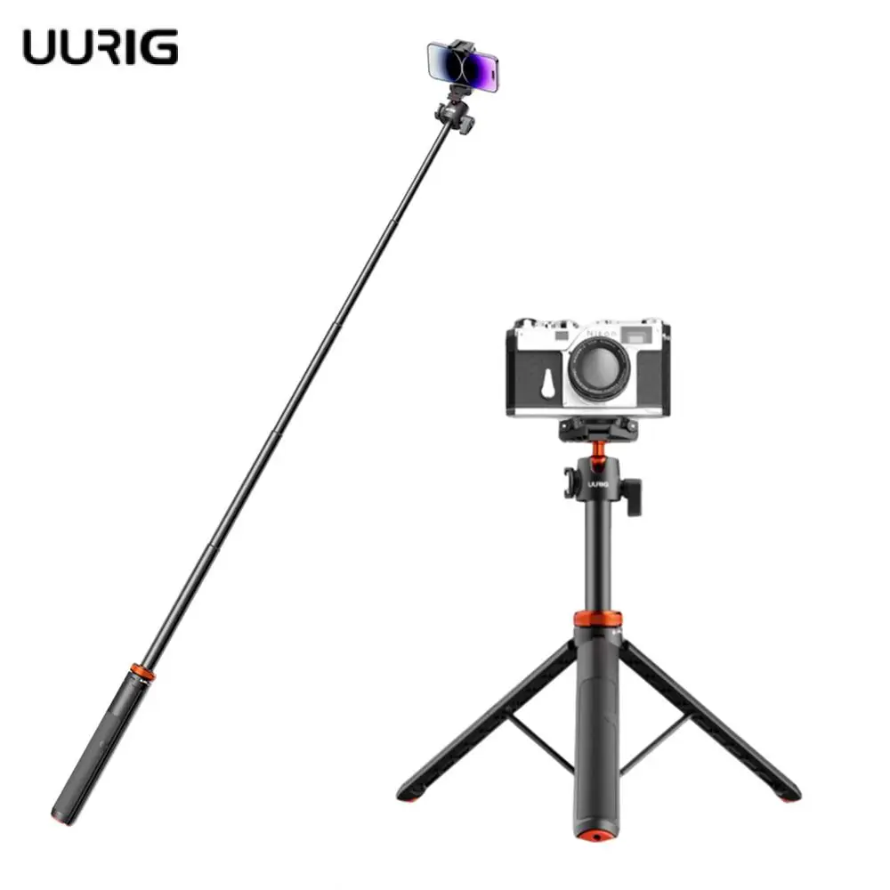 

UURIG 52.5'' Extend Livestream Tripod Stand Phone Tripod with Phone Holder Cold Shoe Vertical Shooting Phone DSlR Camera Tripods