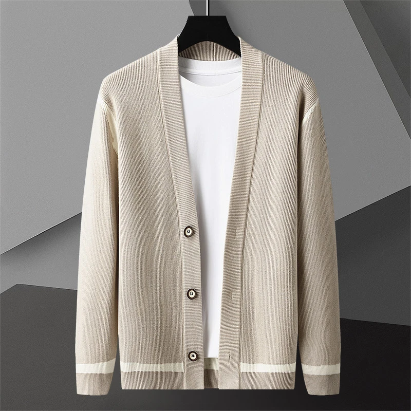 

Men's V-Ne Knitted Cardigan Jaet Slim Fit Spring Autumn New Sle Korean Version Casual Long Sve Polyester Fiber