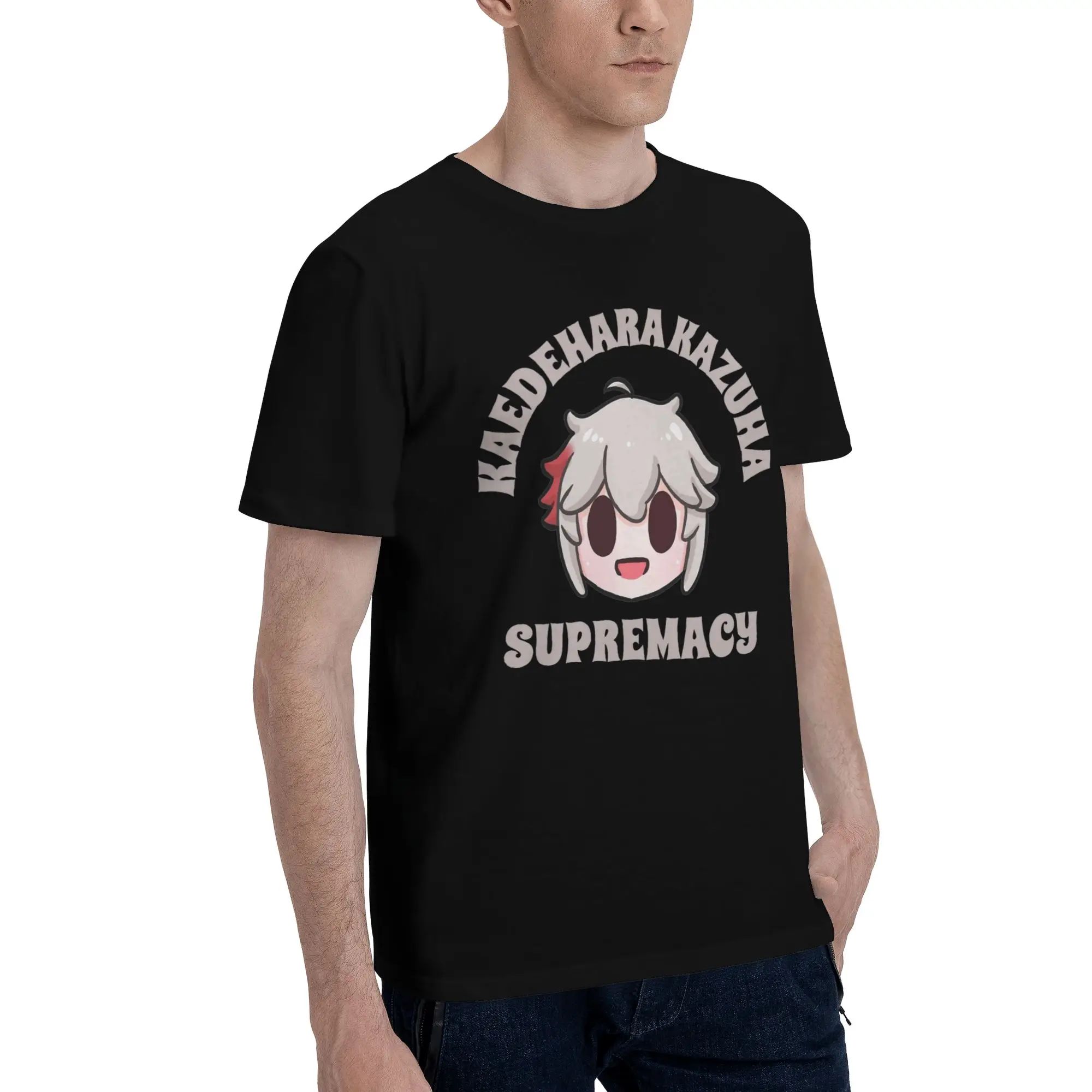 Genshin Impact Kaedehara Kazuha Supremacy Chibi T Shirts Men's Pure Cotton T-Shirts Round Collar  Tees Short Sleeve Summer