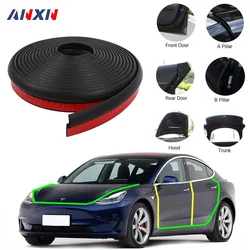 For Tesla Model Y X S 3 Highland Door Seal Kit Soundproof Rubber Weather Strip Sunroof Seal Wind Noise Reduction Kit 2017-2024