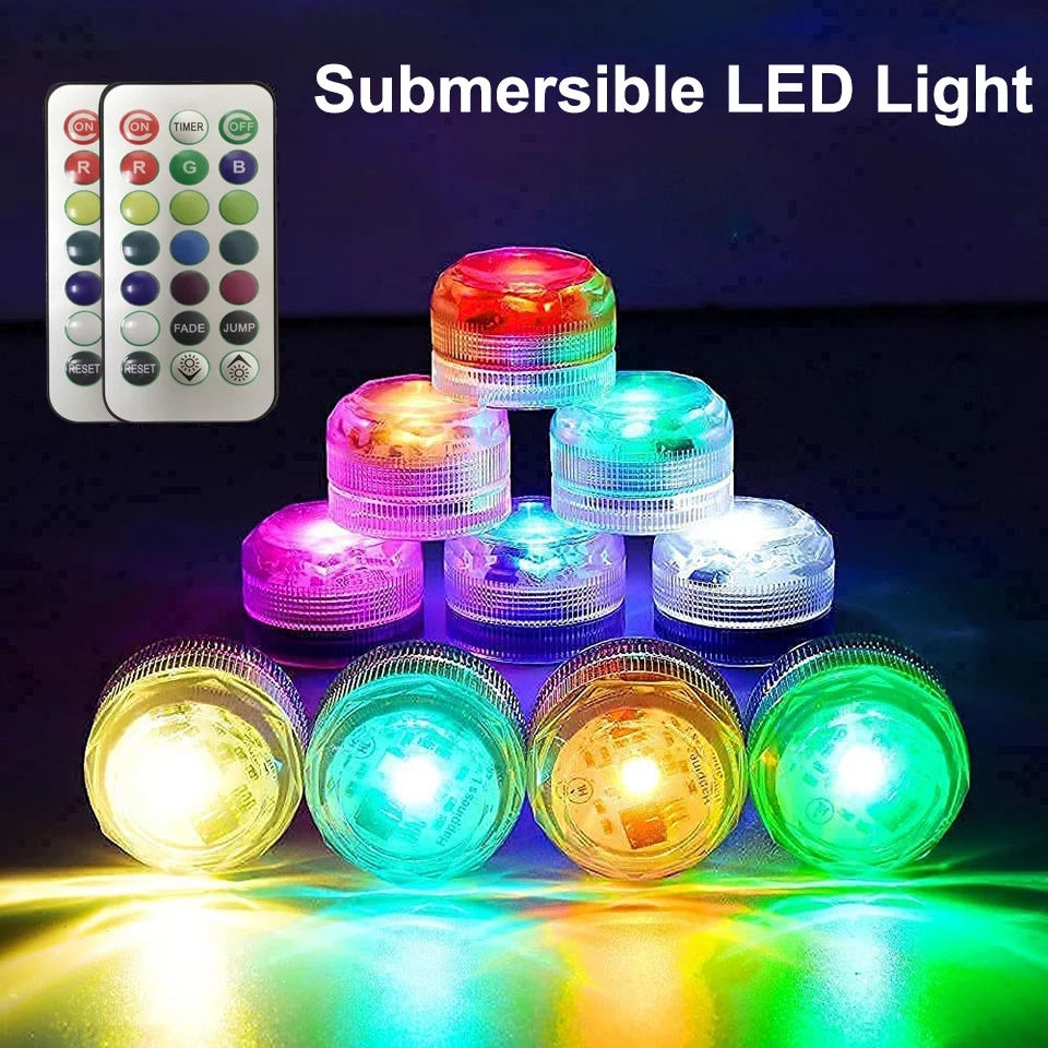 

LED Submersible Light Battery Operated Multi Color Underwater Light With Remote For Fish Tank Swimming Pool Wedding Party Decor