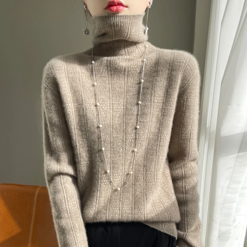 2024 Autumn and Winter New Cashmere Sweater Women turtleneck  Pullover Long Sleeve  Knitted Sweater Warm High Quality Jumper