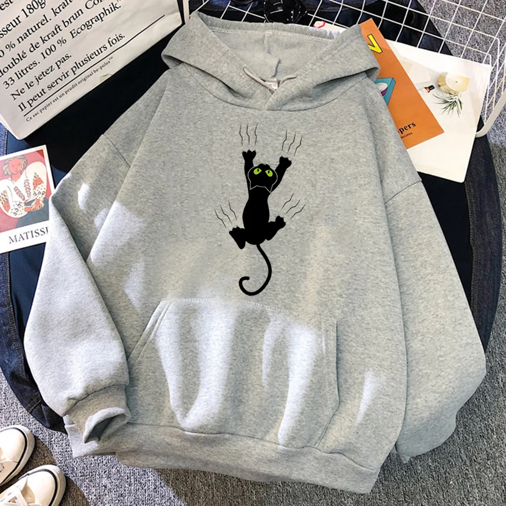 Kleine Katze, die aufsteigen, Design männliche Pullover Fleece Casual Sweatshirt Herbst lose Kleidung Unisex Vintage Hoodies
