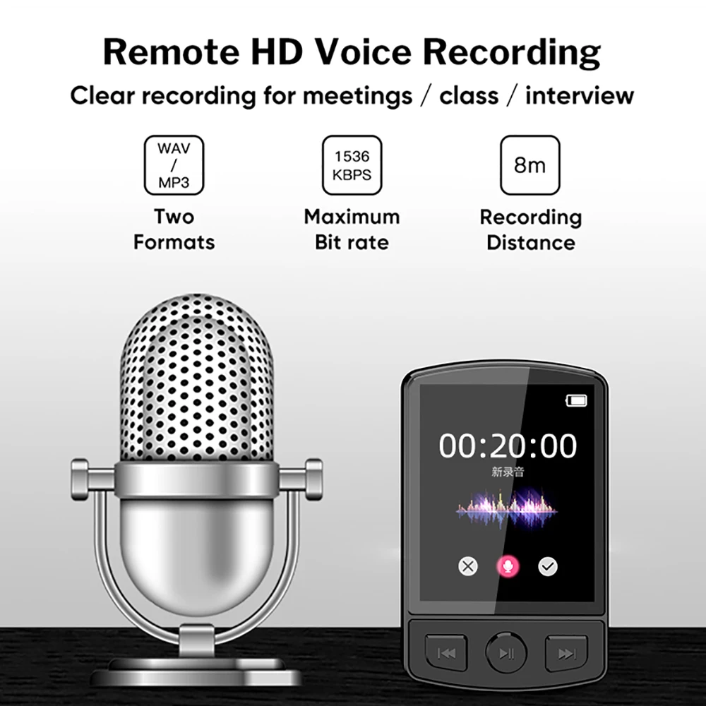 Bluetooth 5.0 MP3 Player Wireless MP4 Player Built-in Speaker Portable Stereo Music Player Support FM Radio E-Book Recording image 4