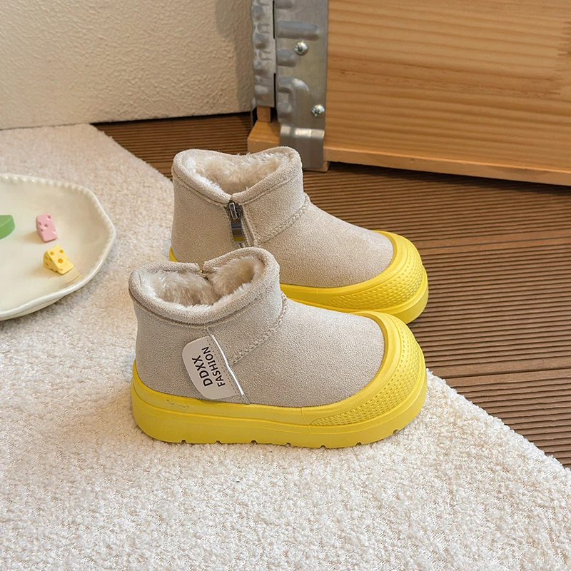 2025 شتاء جديد الأطفال أحذية بوت قصيرة غير رسمية للفتيات موضة الكورية نمط لينة أسفل المضادة للانزلاق أحذية قطنية متعددة الاستخدامات