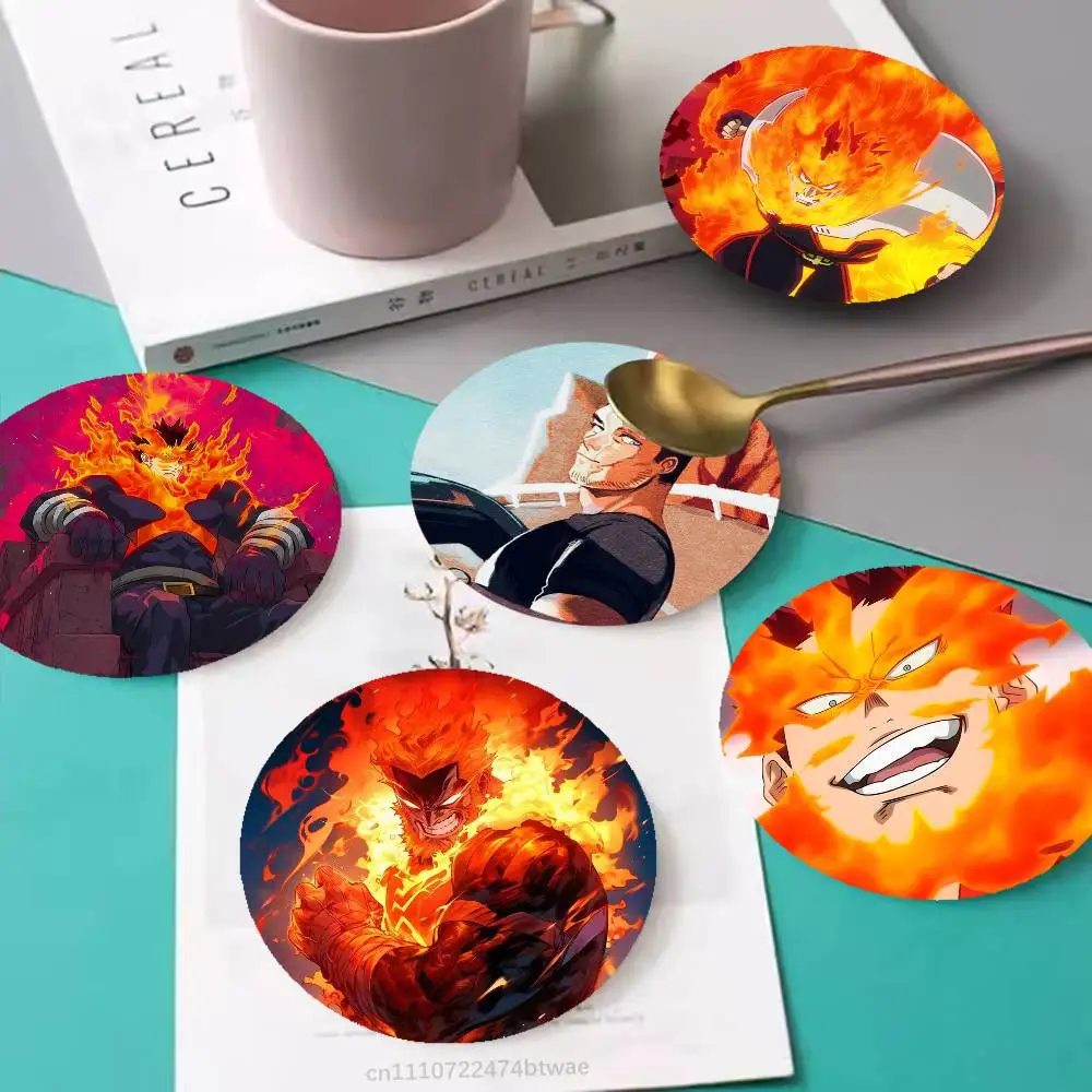 

Anime MHA Endeavor Anti-slip Tea Coffee Cup Pad Heat-Resistant Round Bowl Teapot Mat Home Gift