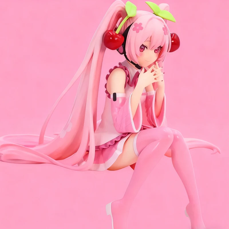 Nieuwe Hatsune Miku Anime Figuur Speelgoed Roze Kers Jurk MIKU Kawaii Cartoon PVC Action Beeldje Model Poppen Verjaardagen Geschenken Kids