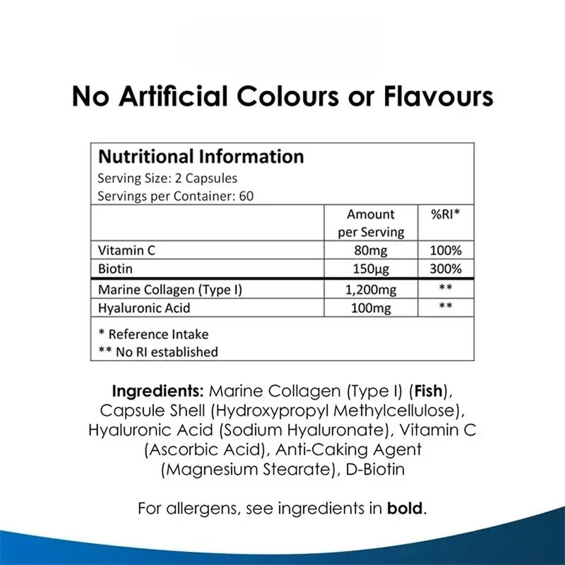 Complex Collagen Capsules Brighten Skin Tone and Help Joint, Cartilage and Cardiovascular, Skin, Hair, Nails & Digestive Health