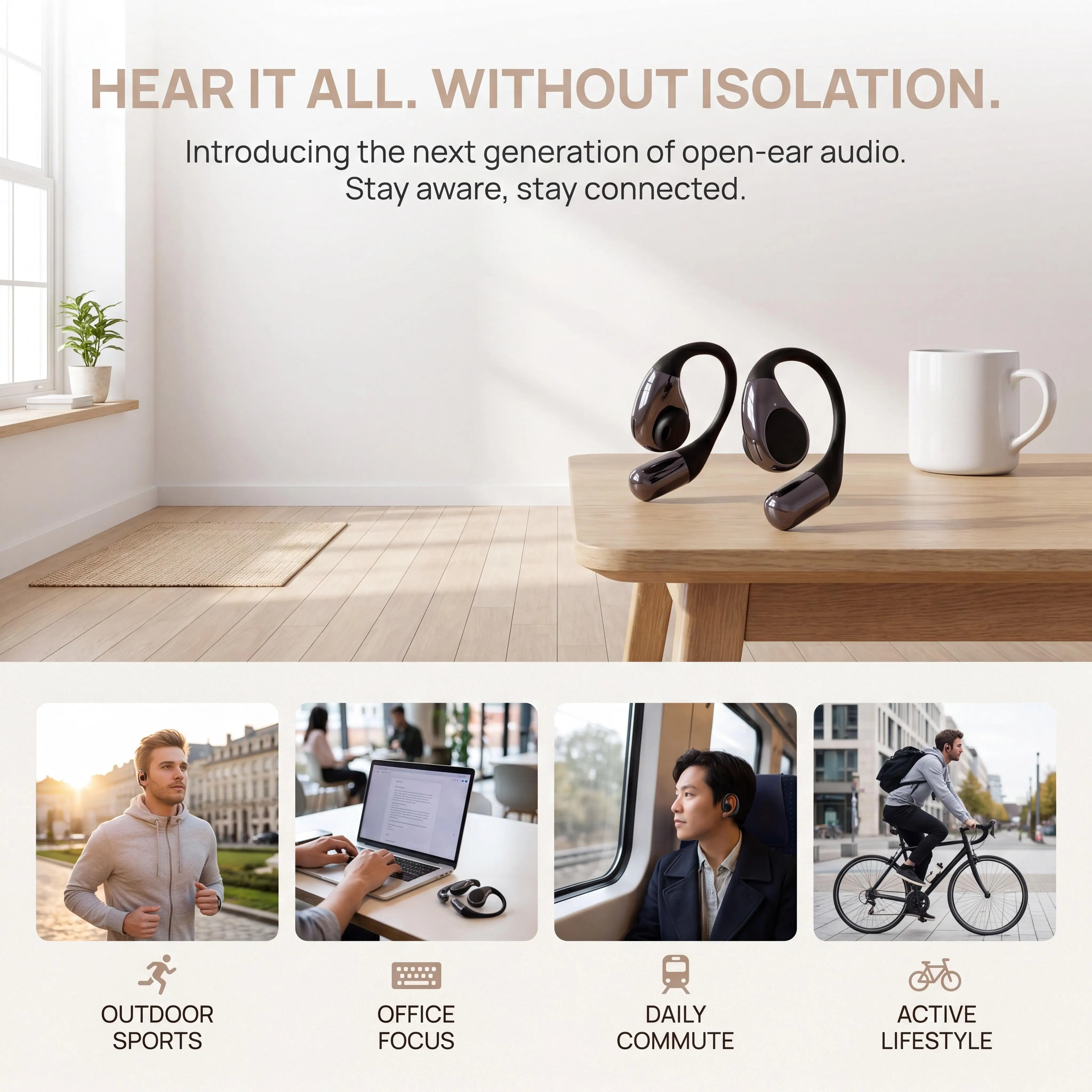 X17S Wireless Open-Ear Bluetooth Headphones - close-up view