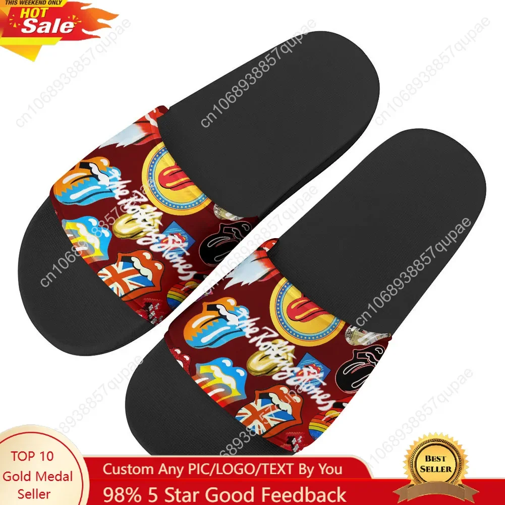 

The Rolling Stones Rock Slippers Home Water Shoes Men Women Teenagers Beach Fashion Pool Sandals Tailor-made Summer Slipper