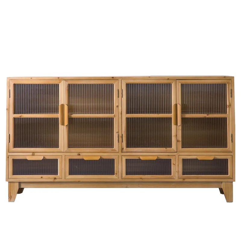 

Nordic style log color door cabinet, modern simple living room partition locker, dining room kitchen side cabinet