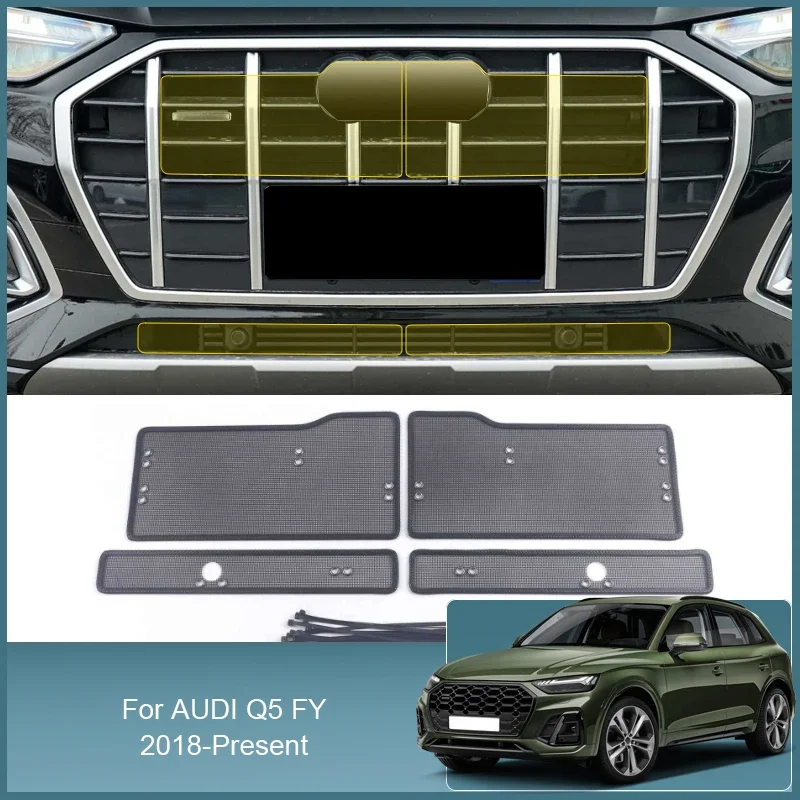 Car Insect Screening Mesh Front Grille Insert Net Styling Stainless Steel For AUDI Q5 FY Sportback 2018-2025 Auto Accessoories