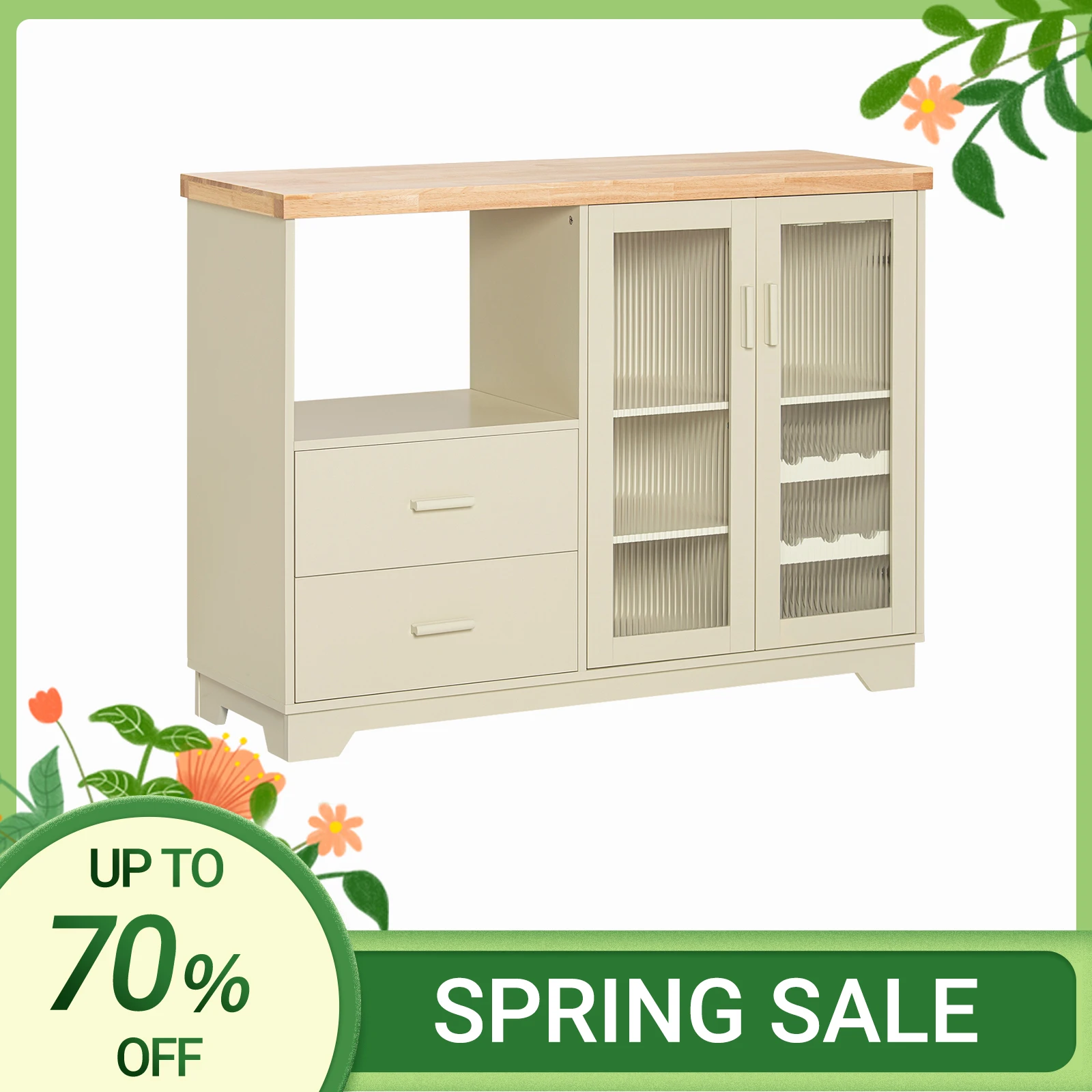 SoBuy FSB81 Credenza a buffet con 2 ante in vetro Armadio da cucina...