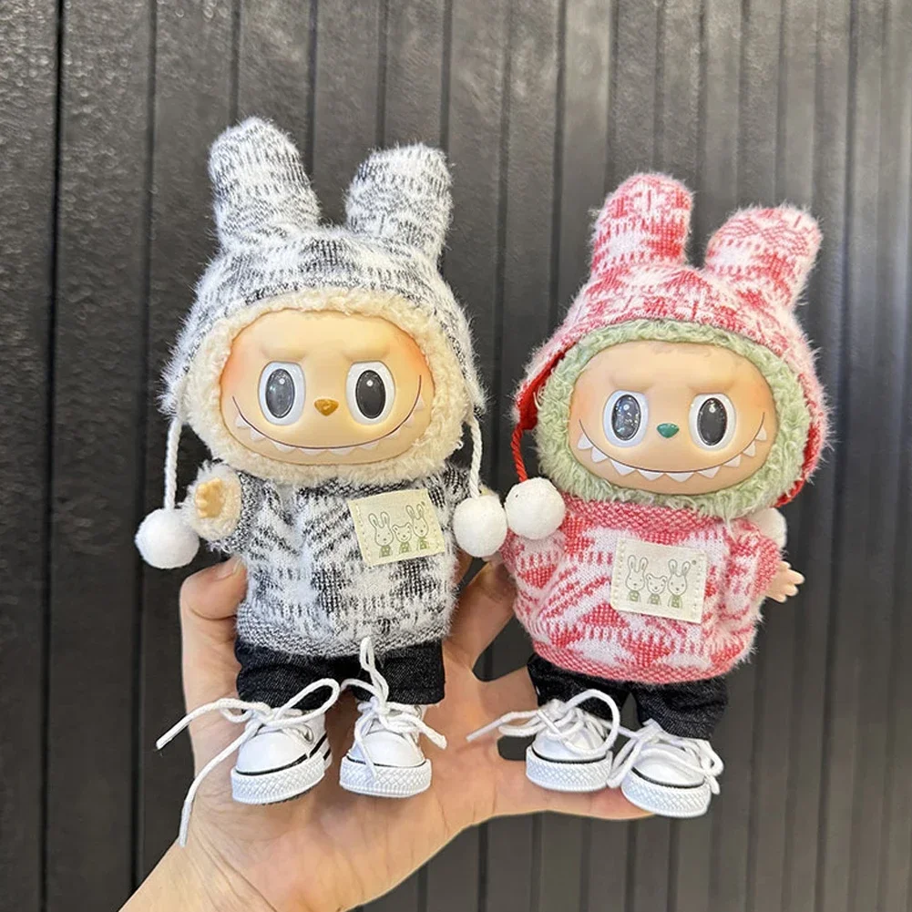 For 15-17 cm Labubu Clothes Outfit Labubu Sitting Party jacquard two-piece set Dolls Accessories Cute Decoration