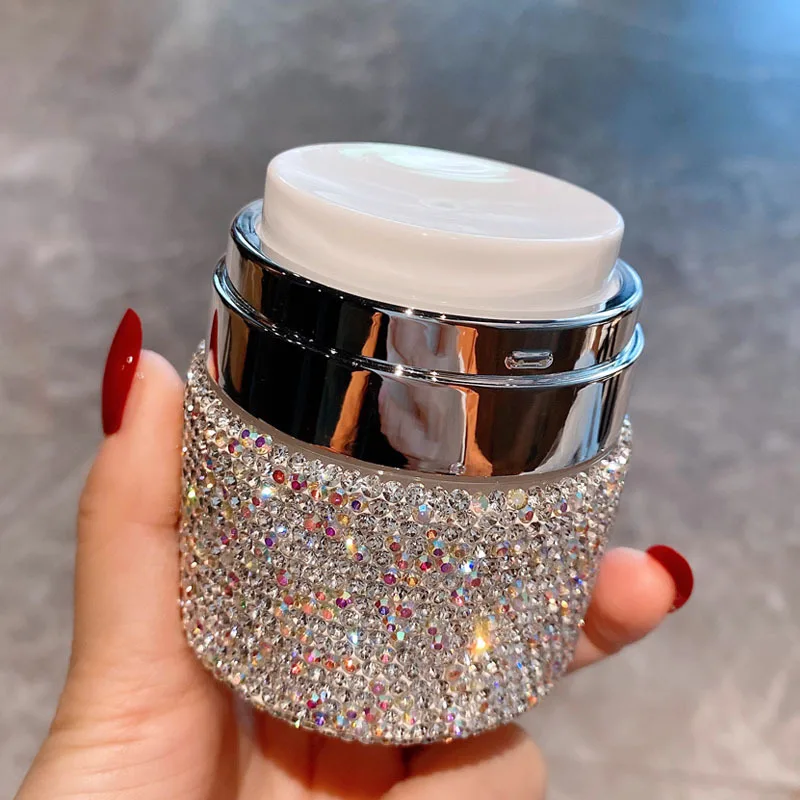 Sparkling Rhinestones Refillable Empty Bottles Makeup Pump Jars Containers Cosmetics Face Cream Lotion Travel Storage Bottles