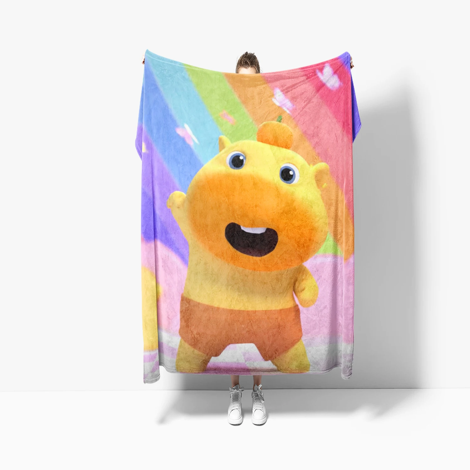 Cartoon Print Capybara Lulu Blanket Cute lulu Series Kids Warm Flannel Soft Comfortable Home Bed Blanket Birthday Gift