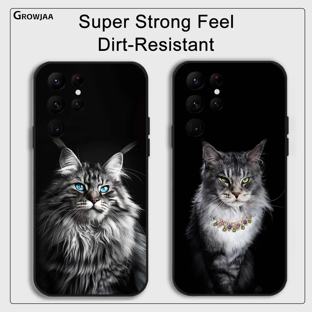 

Pet Maine Coon Cat Phone Case For Samsung Galaxy S25 S24 S22 S23 Ultra S21 S20 Plus 5G Protective Silicone Funda