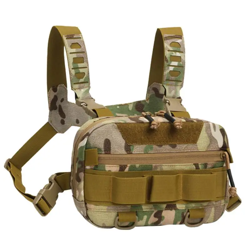 

Mens Chest Bag Oxford Cloth Portable Running Chest Rig 20L Large Opening Fanny Pack Multi-Functional Breathable Back Mesh Vest